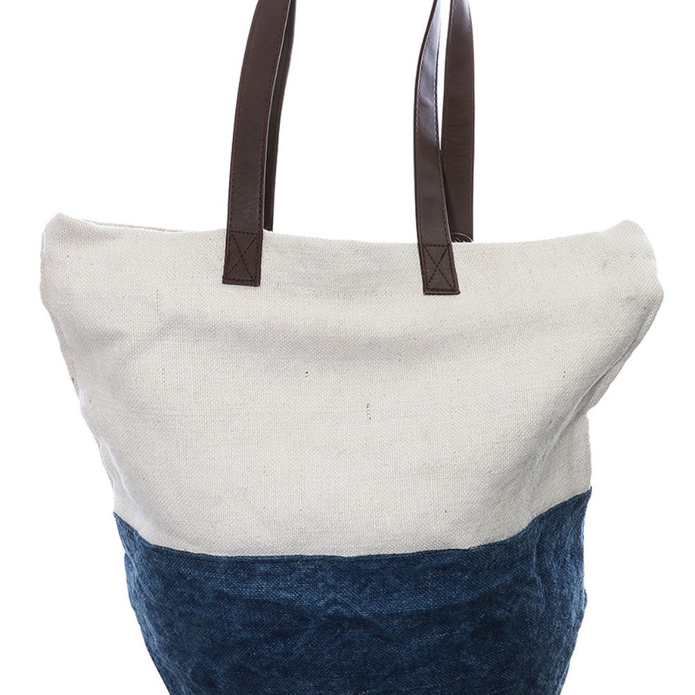LINEN WOVEN BEACH TOTE BAG ACCESSORY